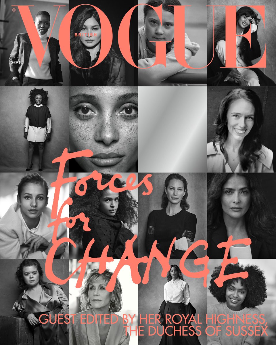 TheSineadBurke's tweet photo. I’m so very proud, incredibly honoured and humbled to be one of the fifteen Forces for Change featured on the cover of @BritishVogue’s September issue, chosen by a very special guest editor, the Duchess of Sussex. 

The issue reaches newstands this Friday, August 2nd. https://t.co/5Kk62jYr0V