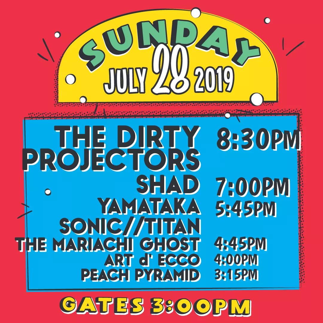 Gates are open on Day 3! 🙌 Don't miss <a href="/DirtyProjectors/">Dirty Projectors</a>, <a href="/shadkmusic/">shadkmusic</a>, <a href="/YTSTLabs/">YT//ST</a>, <a href="/MariachiGhost/">Mariachi Ghost</a>, <a href="/artdeccomsic/">Art d'Ecco</a> and <a href="/PeachPyramid/">Peach Pyramid</a> at <a href="/phillipsbeer/">Phillips Beer</a>! 🍻 🎶 #YYJ #PBW2019