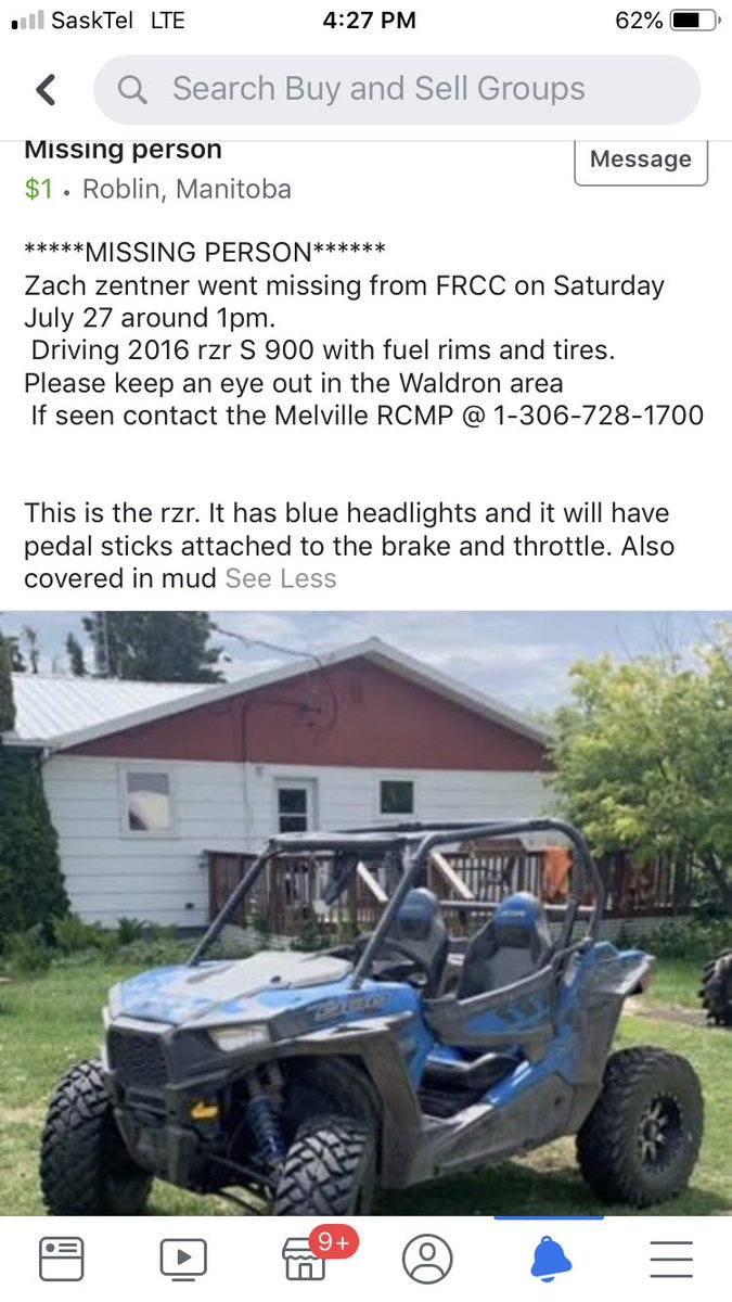 Please look at your fields or back roads or ditches. Could be anywhere within 150-200 km of Waldron. Most likely east heading towards Dropmore/Roblin/Shellmouth area.