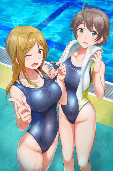 おハミバ3週を経てのかおりお先生の水泳授業の時間です。プールというものに縁がなくなって随分ですが美人先生と水泳のレッスン初級編から手取り足取りお願いしたい(とか煩悩膨らましつつ今週も開幕です。デハサラダバー#百瀬莉緒 #桜守歌織 