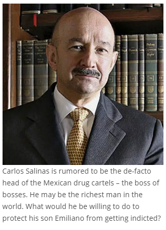 34/ "Carlos Salinas is rumored to be the de-facto head of the Mexican drug cartels". The cartels have expanded their trafficking operations. Carlos Slim widely rumored to be his "front man". Can they keep Emiliano from being indicted? #NXIVM Mexico(click to)