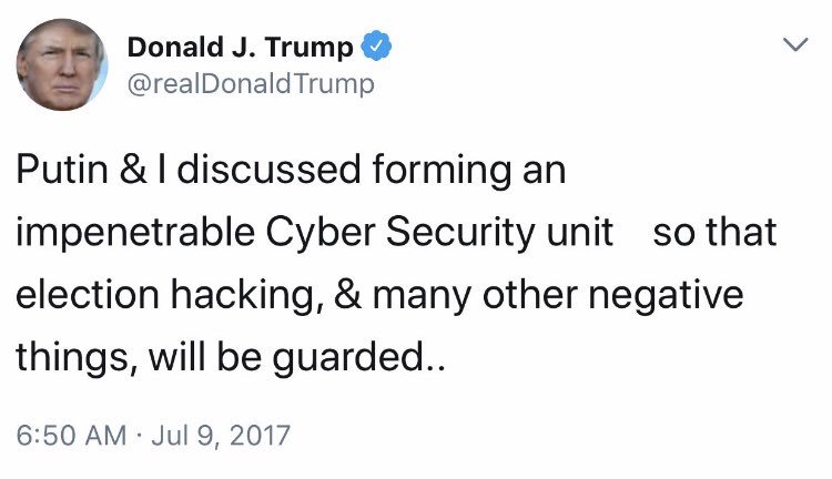 PreetBharara's tweet photo. Wish someone had asked Mueller about this tweet. Reporters still can ask Trump about the abject idiocy &amp; disloyalty it shows. https://t.co/k1xDj42NMC