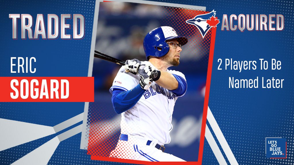 BlueJays's tweet image. OFFICIAL: We've traded INF Eric Sogard to @RaysBaseball in exchange for 2 players to be named later.