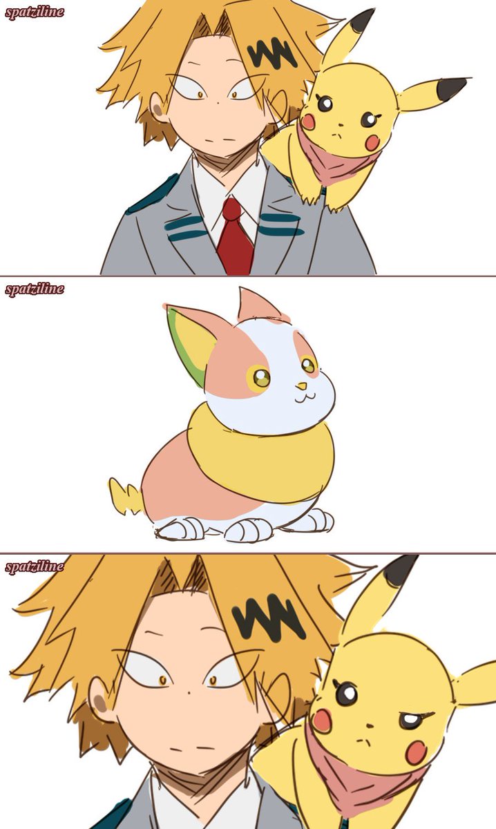 Pokemon AU! Jealous Pikachu (She's sure she can do it better and look more adorable lol) #BokuNoHeroAcademia 