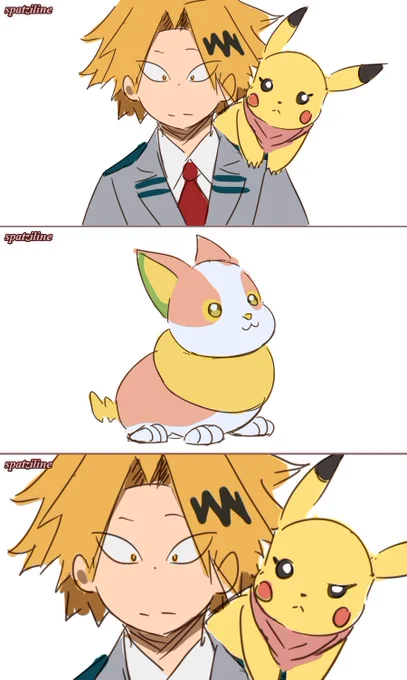 Pokemon AU! Jealous Pikachu (She's sure she can do it better and look more adorable lol) #BokuNoHeroAcademia 