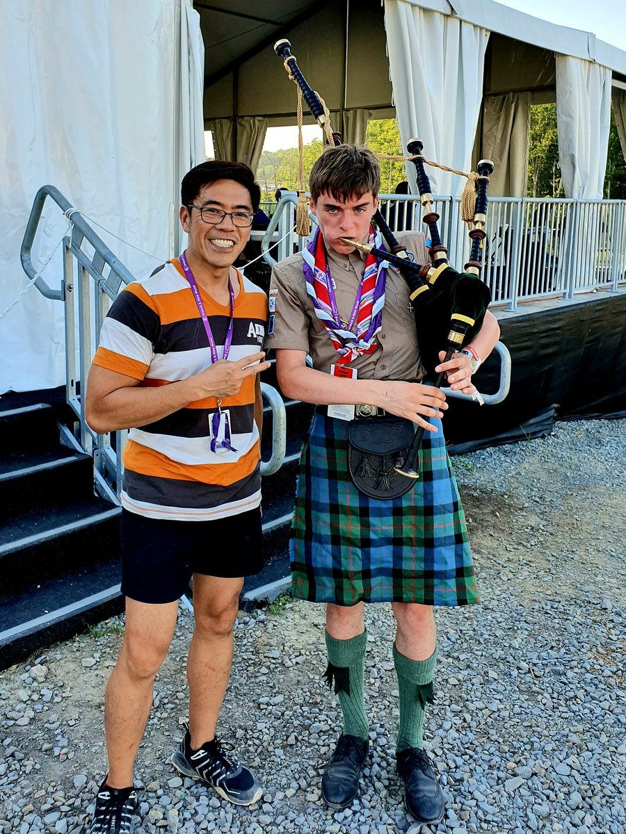 Scottish bagpiper scout here at the 24th World Scout Jamboree 2019 in Summit Betchel Reserve, West Virginia.
 #agelessjude. ##scottishbagpiper. #summitbechtelreserve. #wsj2019. #scoutjamboree. #westvirginia. #anytimefitnessdigitalambassador.  #worldscoutjamboree2019. #bagpiper.