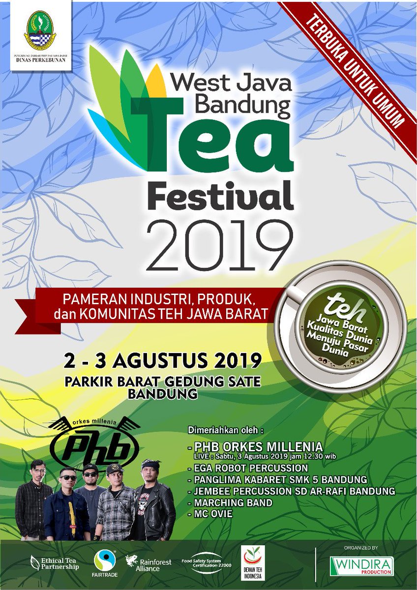 disbun_jabar's tweet photo. Hai.. Kunjungi helaran West Java Bandung Tea Festival 2019 tanggal 2-3 Agustus 2019 di Parkir Barat Gedung Sate Bandung. Dapatkan teh #JavaPreanger berkualitas aselina Jawa Barat. https://t.co/UqgEjAEfKw