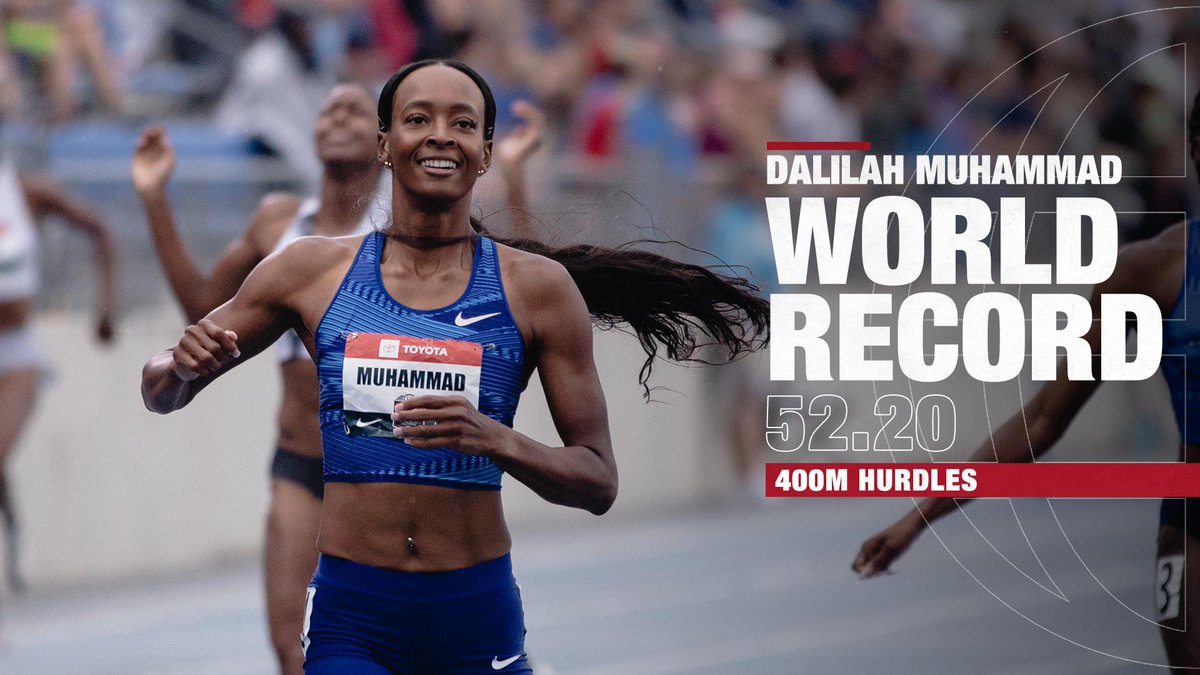 TeamUSA's tweet photo. @DalilahMuhammad @usatf This WR is now graphic 𝐂𝐄𝐑𝐓𝐈𝐅𝐈𝐄𝐃 ✔️

💨💨💨, @DalilahMuhammad. 

#ToyotaUSATFOutdoors https://t.co/mDtQA5wGIW
