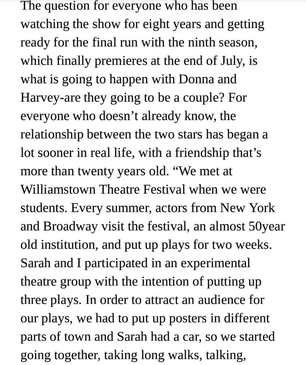 "We met at Williamstown Theatre Festival when we were students (...) Sarah and I (...) had to put up posters in different parts of the town and Sarah had a car, so we started going together, taking long walks, talking, laughing, and here we are today"