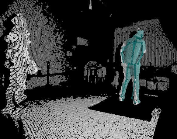 Gekkou_Mashu's tweet photo. 光学式モーキャップで計測時にAzure Kinectのbody trackingできるか確認したら,まさかのできず… 全身に反射マーカーを付けていると人として認識されない模様…^^; 画像の左の人がマーカーあり,右の人はマーカーなし. #azure_kinect https://t.co/lSgyuxtDnR