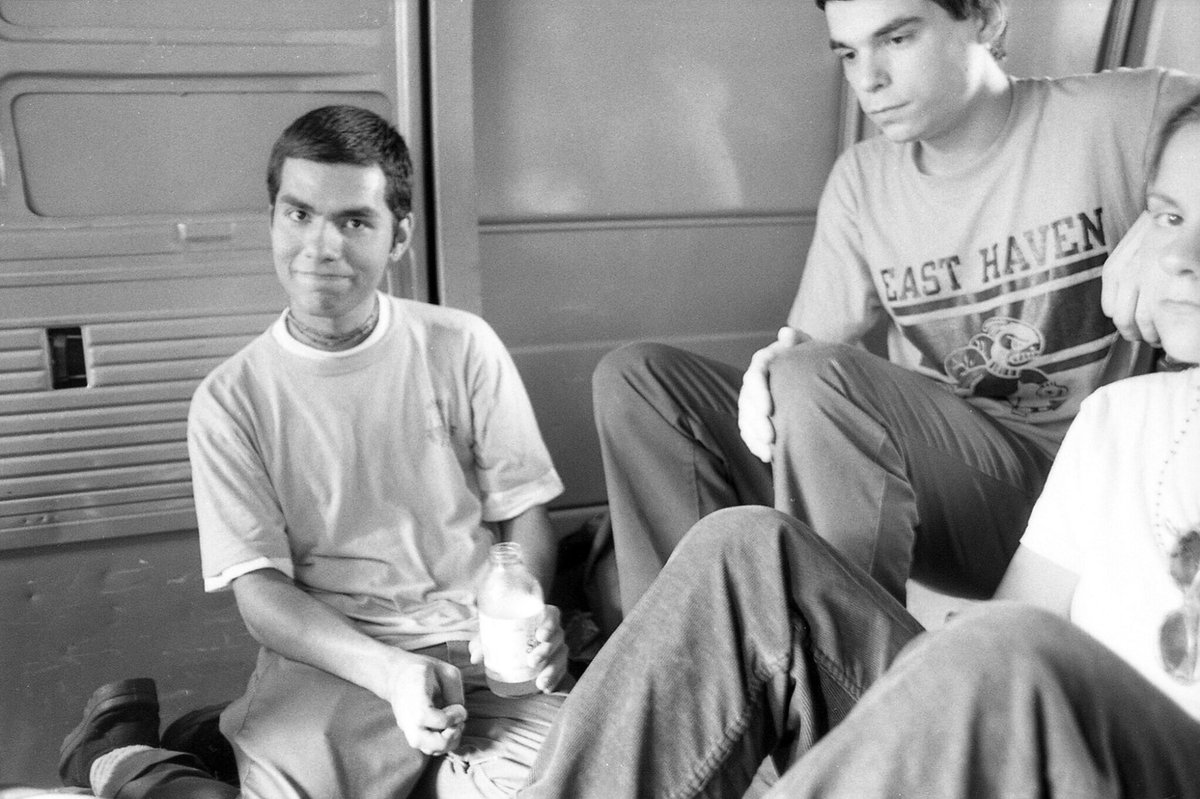 BigJoeMcRedmond's tweet image. From @normanbrannon “Me, Garrett Klahn, and Jordan Provost in the van at Texas is the Reason's second show in June 1995. The photo is telling because we literally just threw our gear in the back and sat on it. That was it. (Photo by @brian_maryansky )”
@enormouschampion 
#bandvan