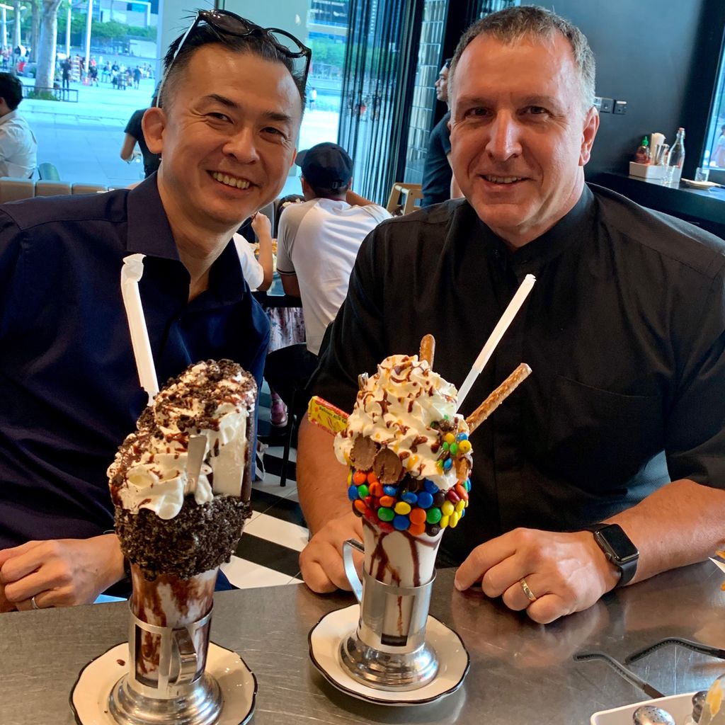 stephan_horvath's tweet photo. Crazy Milkshakes as food for thoughts. What is the best pitch strategy for China?
Brainstorming with Bibi, one of the best Chinese creative minds.
.
#milkshake #crazymilkshakes #creative #creativeminds #pitch #pitchmode #ideation #china #worldaishow #singapore #blacktapsingapore https://t.co/IcaAS7flnX