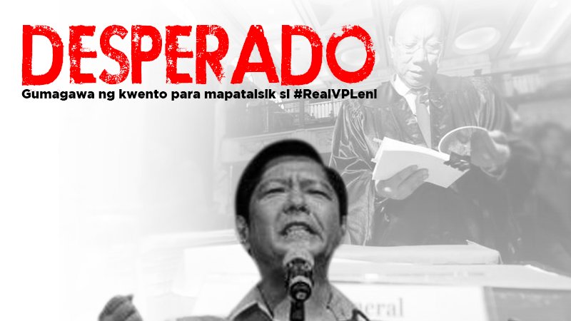 thetruthhurtsph's tweet photo. DESPERADONG GALAWAN.
Gumagawa talaga ng paraan si BBM para mapatalsik si #RealVPLeni sa pwesto. 'Yan ang tinatawag na #GalawangMarcos, #GalawangMagnanakaw.
#TheTruthHurtsPH https://t.co/nc5nC6Gtrp