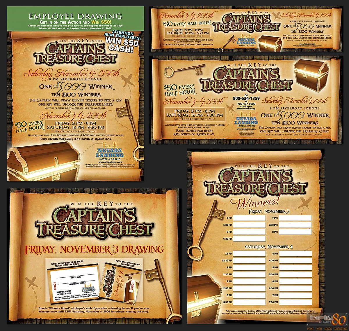 #PrintDesign layouts for “Win the Key to the Captain's Treasure Chest” Giveaway created for #NevadaLanding. Poster, Winners, Slot Topper and other resize/alternate purposes. More @  behance.net/gallery/823835… #LasVegasDesign 
#CasinoMarketing #GraphicDesigns #TreasureChest