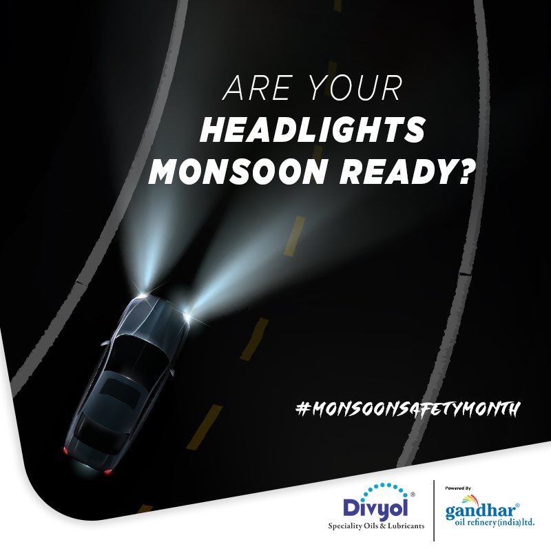 Divyol's tweet photo. Consistent rain, especially at night can substantially reduce the visibility on the road. Get your headlights checked today!
#DivyolTips #MonsoonSafetyMonth https://t.co/s4KG5WsdXO