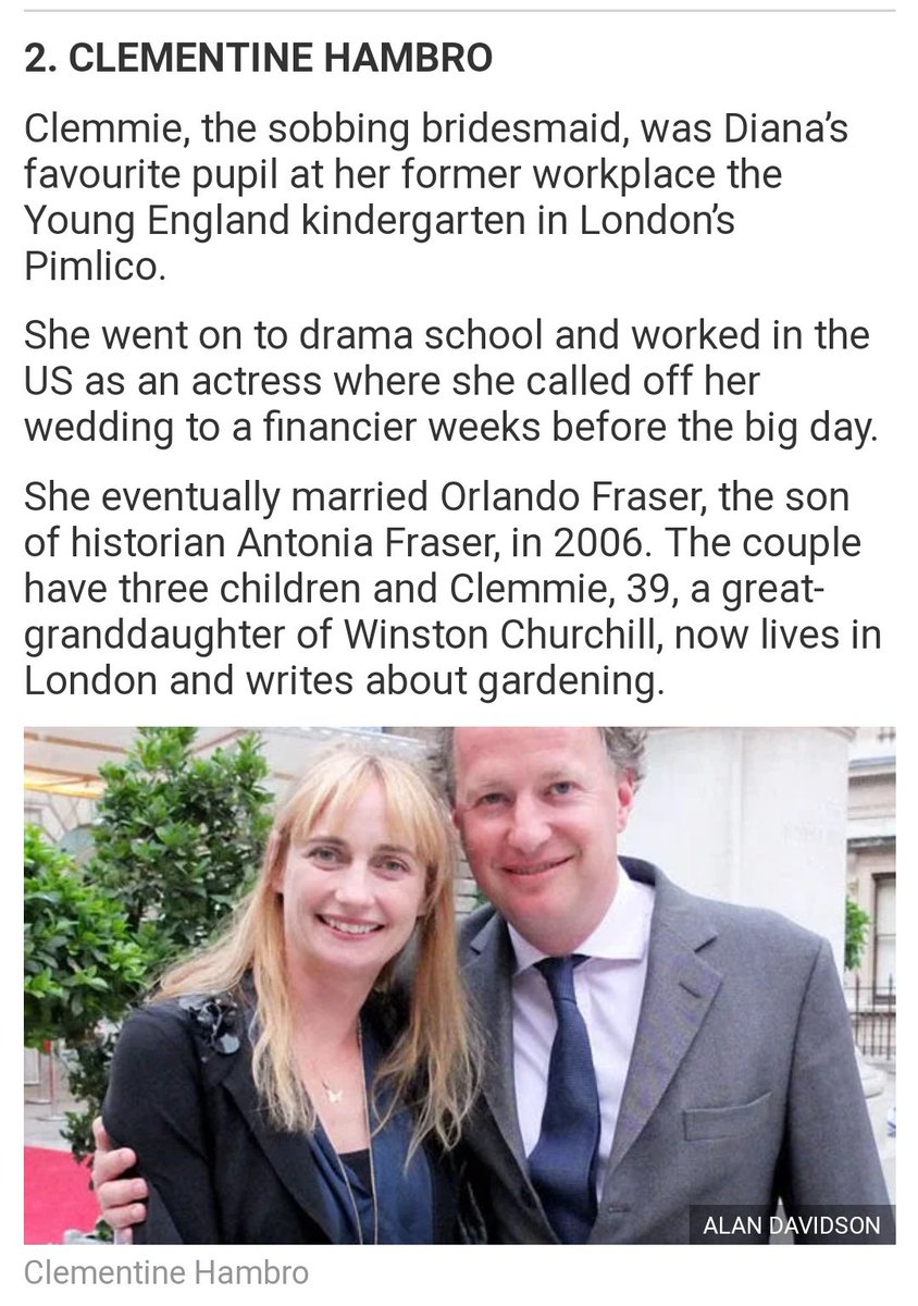 Clementine Hambro, the sobbing bridesmaid at Lady Di's wedding, is the great-granddaughter of Winston Churchill and hence related to the Wardrobe with the Little Key. Her husband is the grandson of Lord Porn, hence a distant relative of Harriet Harman. https://www.independent.co.uk/news/uk/this-britain/dynasties-the-society-event-of-the-year-6230267.html