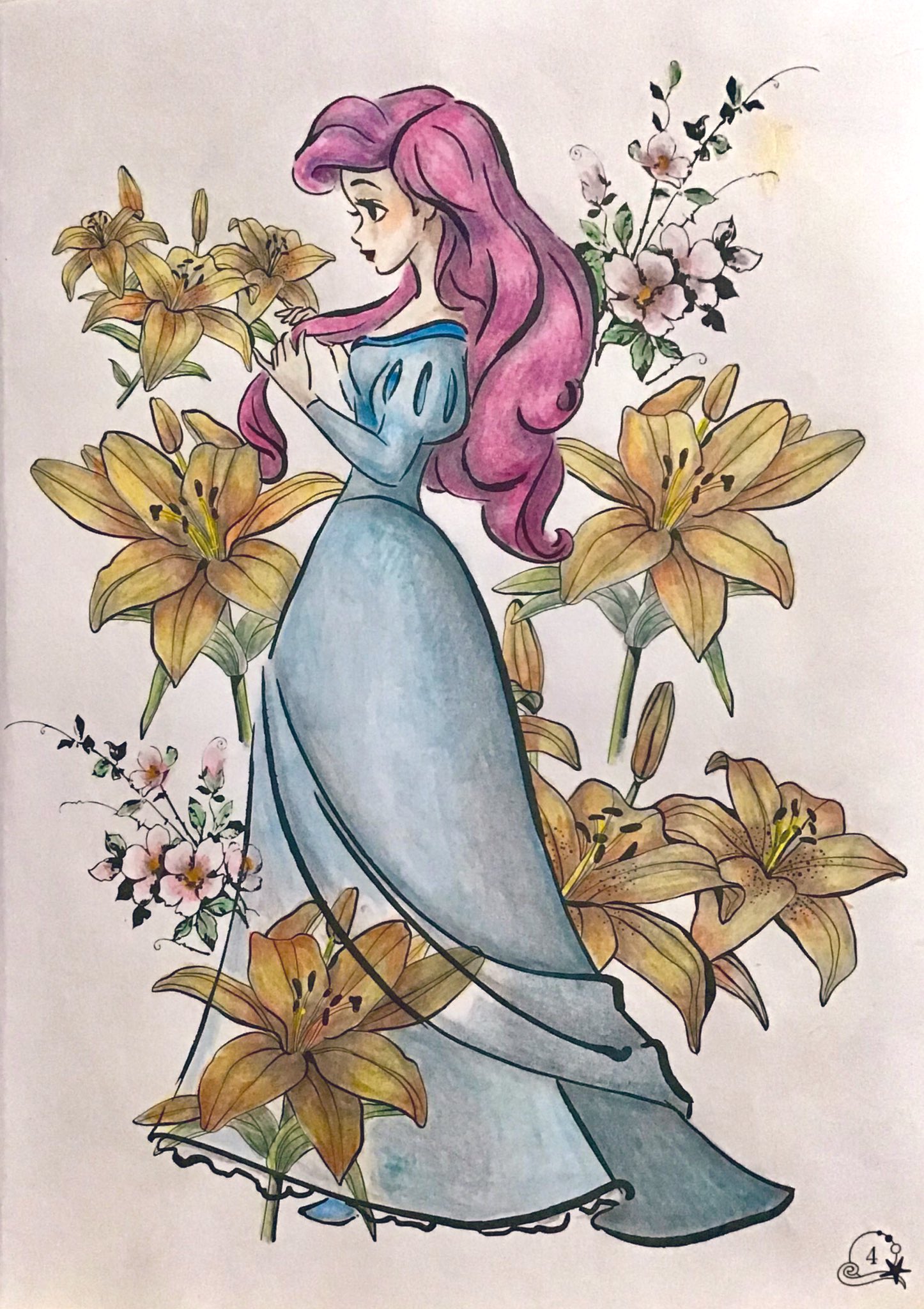 تويتر さくらん على تويتر アートぬりえ ディズニー アリエル 大人のぬりえ ぬり絵 水彩色鉛筆 シックな色合いで T Co Lc3umztpo3