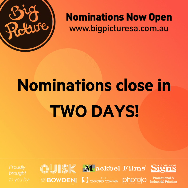 BigPictureSA's tweet photo. Nominations close in TWO DAYS!

You've still got time to nominate a deserving SA #notforprofit, #charity or #volunteer organisation to go in the running to win $18,000 worth of gratis marketing services.

https://t.co/QciG5JqoHQ

#SouthAustralia #Adelaide https://t.co/M3HhrDdZEB