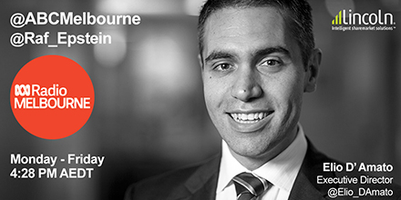 LIStockDoctor's tweet photo. Listen to the daily finance report by Lincoln Indicators' Executive Director, @Elio_DAmato for the drive program on @abcmelbourne with @Raf_Epstein. Tune in from Monday to Friday just before the 4:30 news headlines. #IDrivewithRaf2019 #ASX #Investing #ausbiz #stocktips https://t.co/OYw8HWs6Rv
