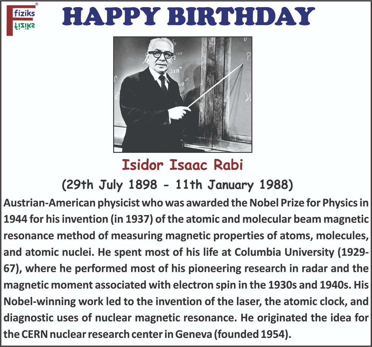 Happy Birthday #IsidorIsaacRabi