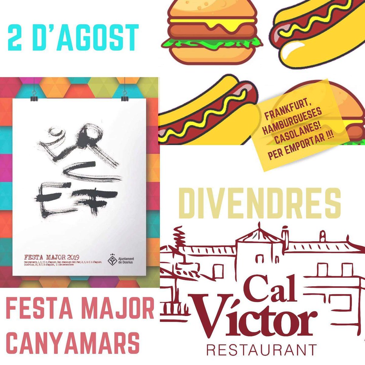 Preparant la festa major de Canyamars!! Aquest any Frankfurt i Hamburgueses Casolanes per emportar!! #festamajor2019 #canyamars #maresme #restaurantsbcn #cuinatradicional