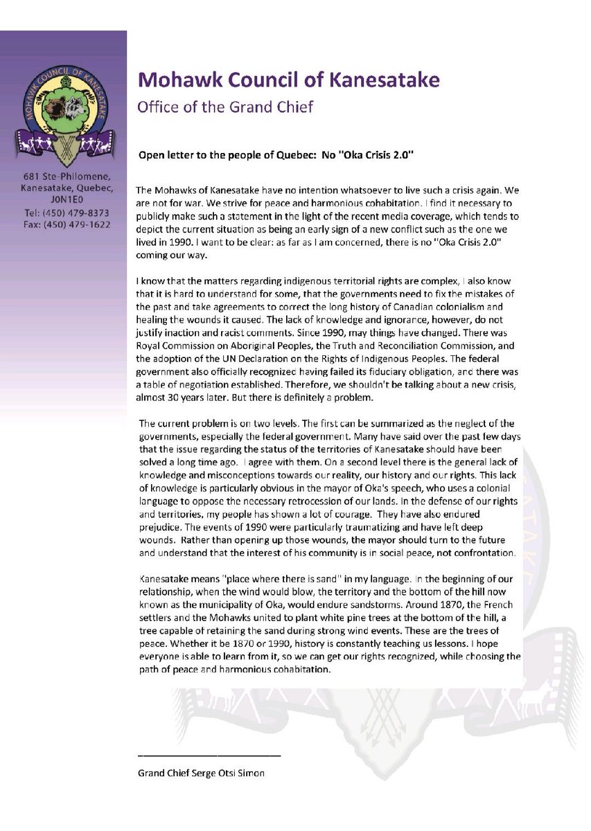 Mohawk Council of Kanesatake tweet media