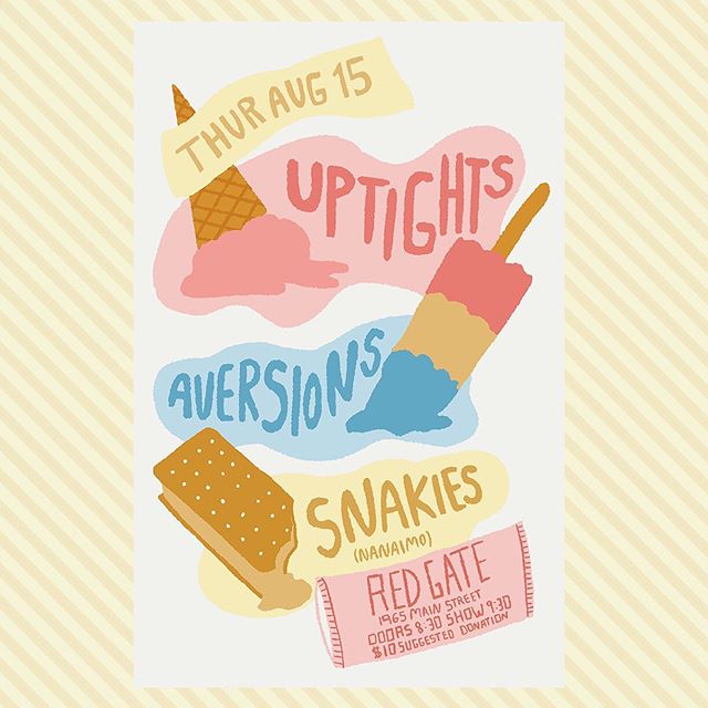 _uptights_'s tweet photo. Hot night ahead! Come catch Nanaimo’s legendary Snakies’ first Vancouver appearance on Thursday, Aug 15th. We’ll be there too with some new songs and some new pals. @snakiesband @aversionsisaband @redgateartssociety https://t.co/obSjPtF8v9 https://t.co/L0rcNpw01E