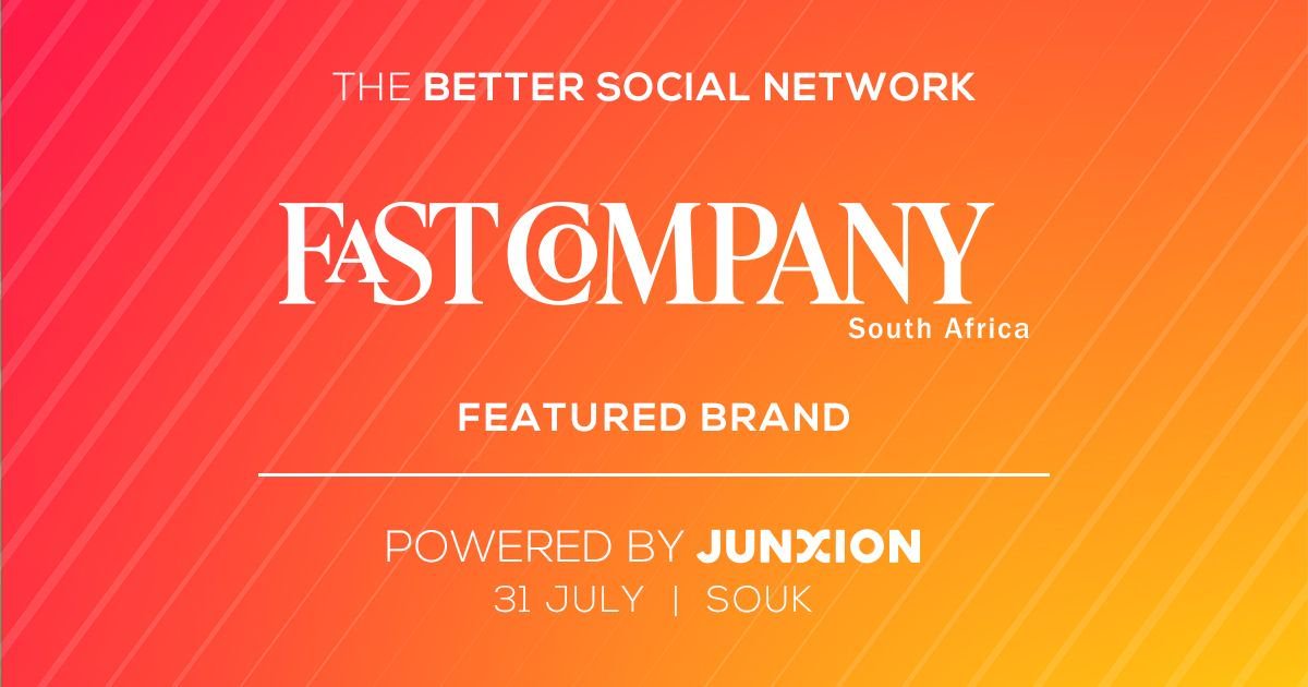<a href="/JunxionOnline/">Junxion Online</a> proudly announces, <a href="/FastCompanySA/">Fast Company SA</a> featured brand at our Better Social Network event, 31 July <a href="/souk_cpt/">Soukcpt</a> #junxion 
Download Junxion and register for future events. l.ead.me/bb5ZDj
Read about our previous event here: bit.ly/2LMqghU