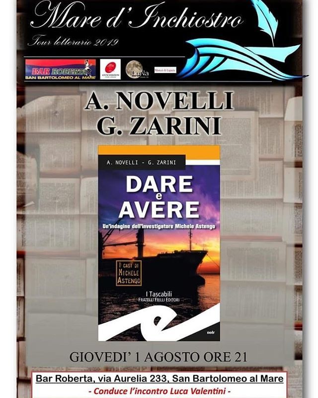 NovelliZarini's tweet photo. La prima a ponente di Astengo. Vi aspettiamo.

#micheleastengo #dareeavere #frillieditore #genova #noir #sanbartolomeoalmare #imperia #presentazione #bookstagram #bookgram #writer #reader https://t.co/3aC6Z0Rv8R https://t.co/IgANCGQ8Io
