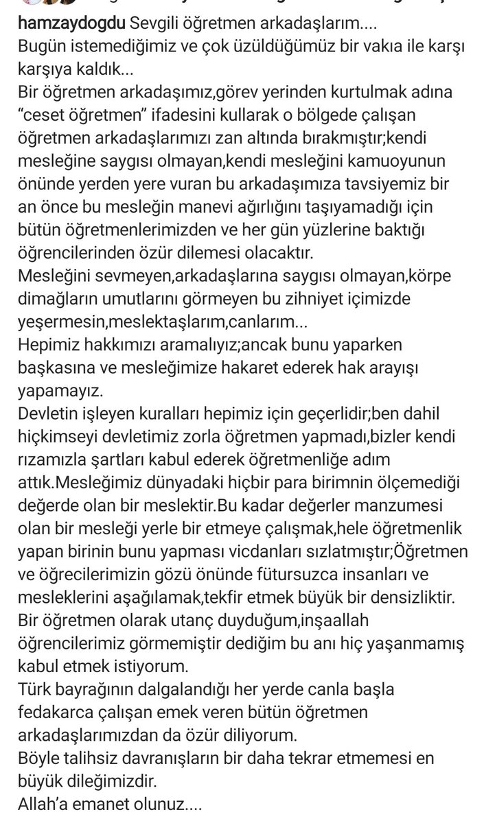 🗯<a href="/tcmeb/">Millî Eğitim Bakanlığı</a> Genel Müdürü Sn @hmzaydg hocamızın instagram paylaşımı 👍