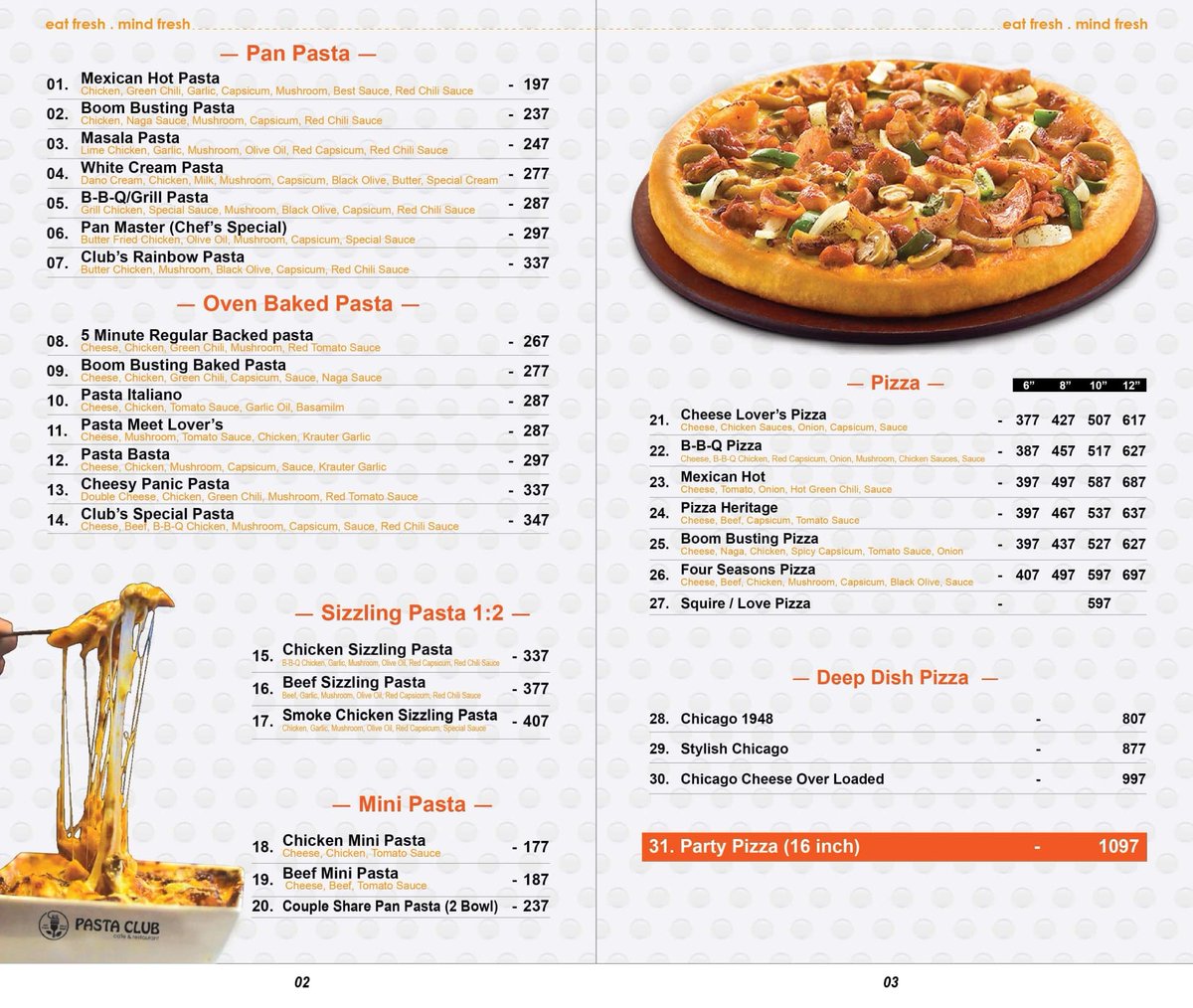 PastaClubBD's tweet image. Pasta Club All Branches Food Menu..