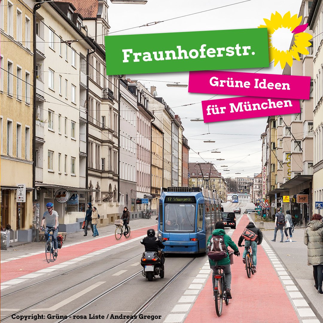 Gruene_Muenchen's tweet photo. Heute hat die @StadtMuenchen mit dem Umbau der #Fraunhoferstraße begonnen.😍In zwei Wochen soll es zwei Radwege an beiden Seiten geben. Wegen des 🌧️können die Markierungsarbeiten erst am Dienstag beginnen. Die Pylonen stehen bereits. 💪@Radentscheid_M #Radoffensive #Verkehrswende https://t.co/U9sybB0XsO