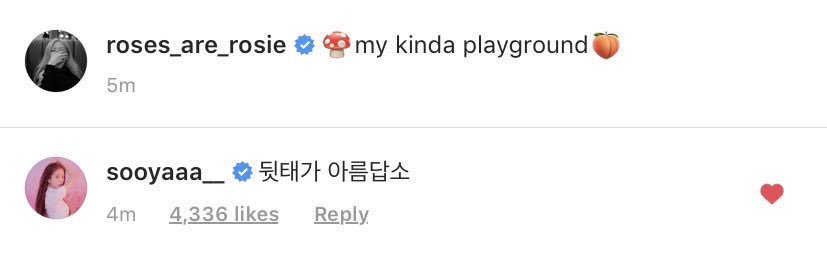 sooyaaa__ comment on roses_are_rosieJisoo: the shape of your back is prettyJisoo really loves her 