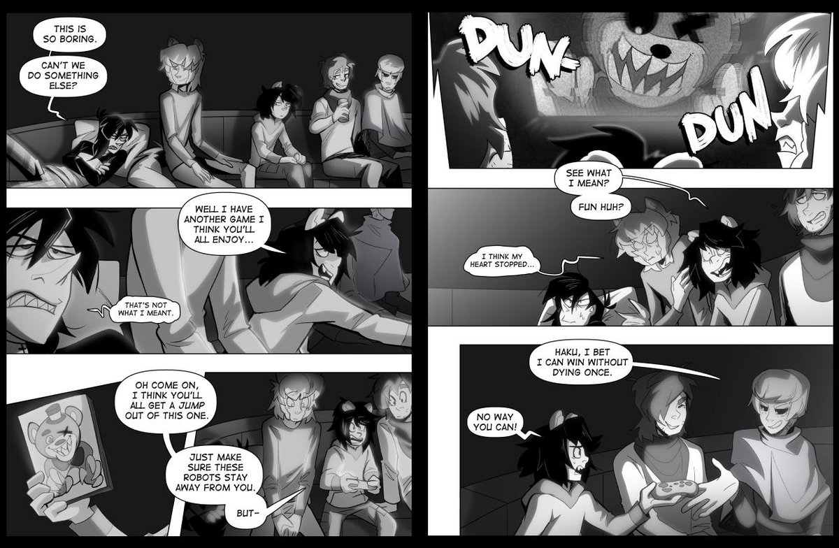 Check out my very long in progress  #webcomic if ya like-found fam-friendly banter-weird monsters-overcoming past trauma-cute/cool lgbt characters, but sex is never a focus-moronic adults just trying to live-anime/b&w comic aesthetics http://karasuthecrow.smackjeeves.com 