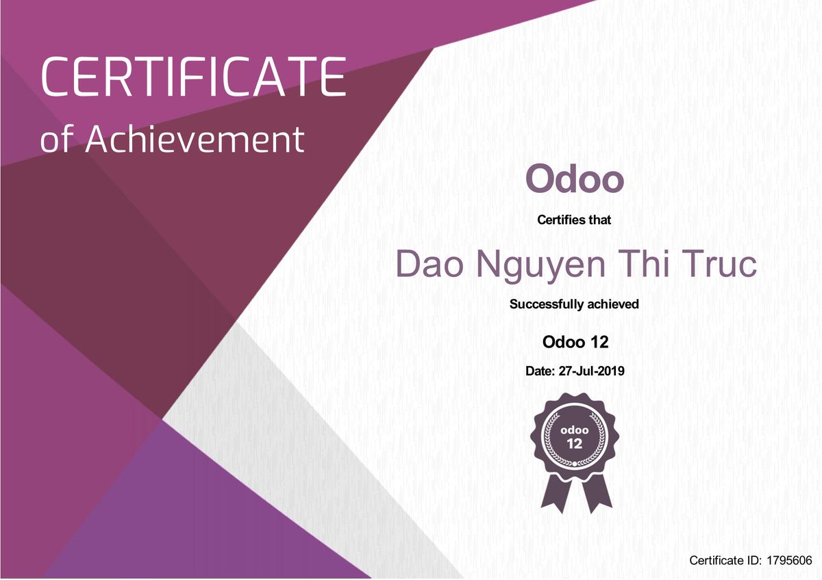 trobz_official's tweet photo. Another #Odoo 12 certified Functional Consultant at @trobz_official! It's impressive that the total preparation process was 4 weeks only! @OdooAcademy https://t.co/zEttk3ehsT