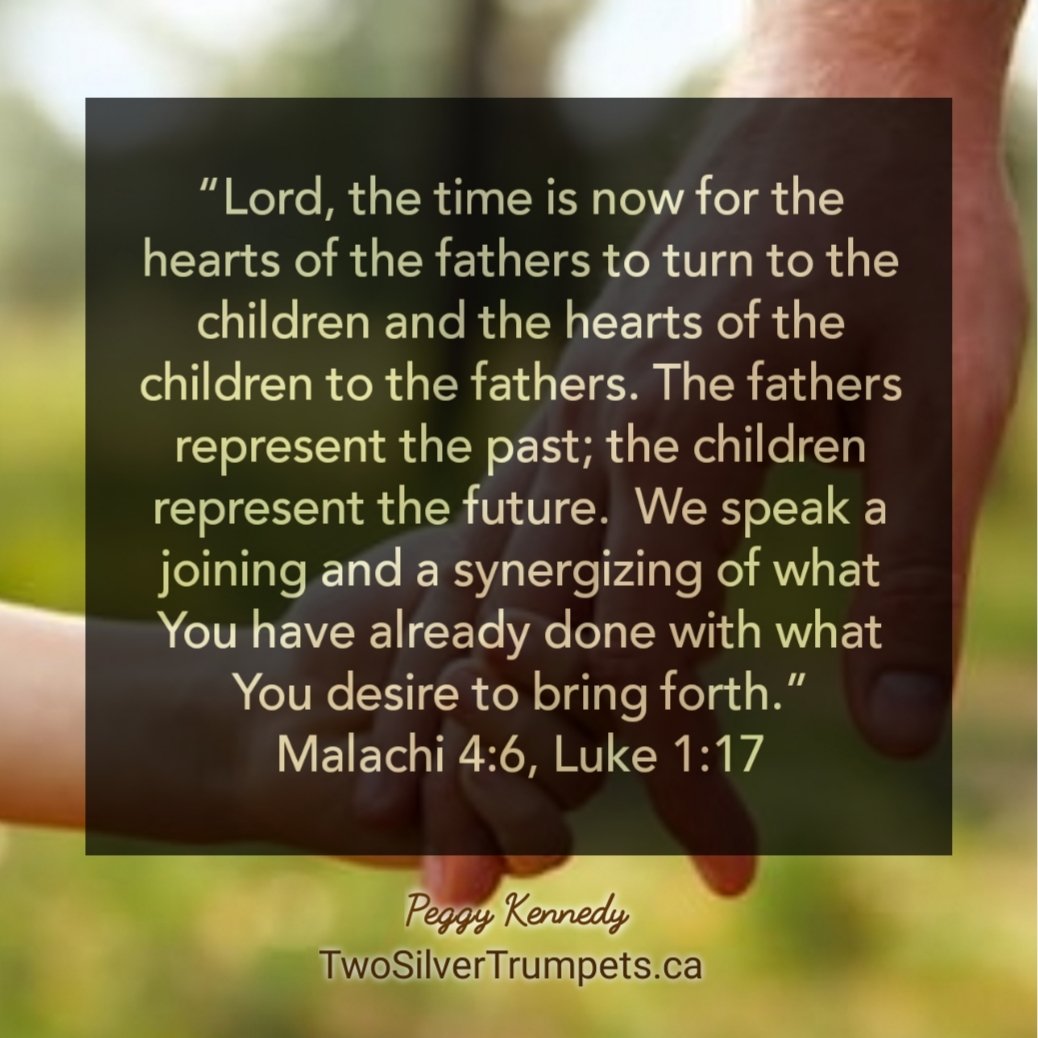 2SilverTrumpets's tweet photo. “Lord, the time is now for the hearts of the fathers to turn to the children and the hearts of the children to the fathers.
Two Silver Trumpets -"Sounding a prophetic voice to Canada and beyond..
#TwoSilverTrumpets #PeggyKennedy #faith
#propheticIntercession #qotd https://t.co/Ir3wGWsS54