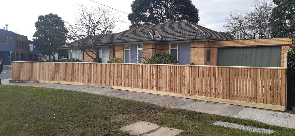 Capped Cypress picket fence installed in Mt. Waverley.