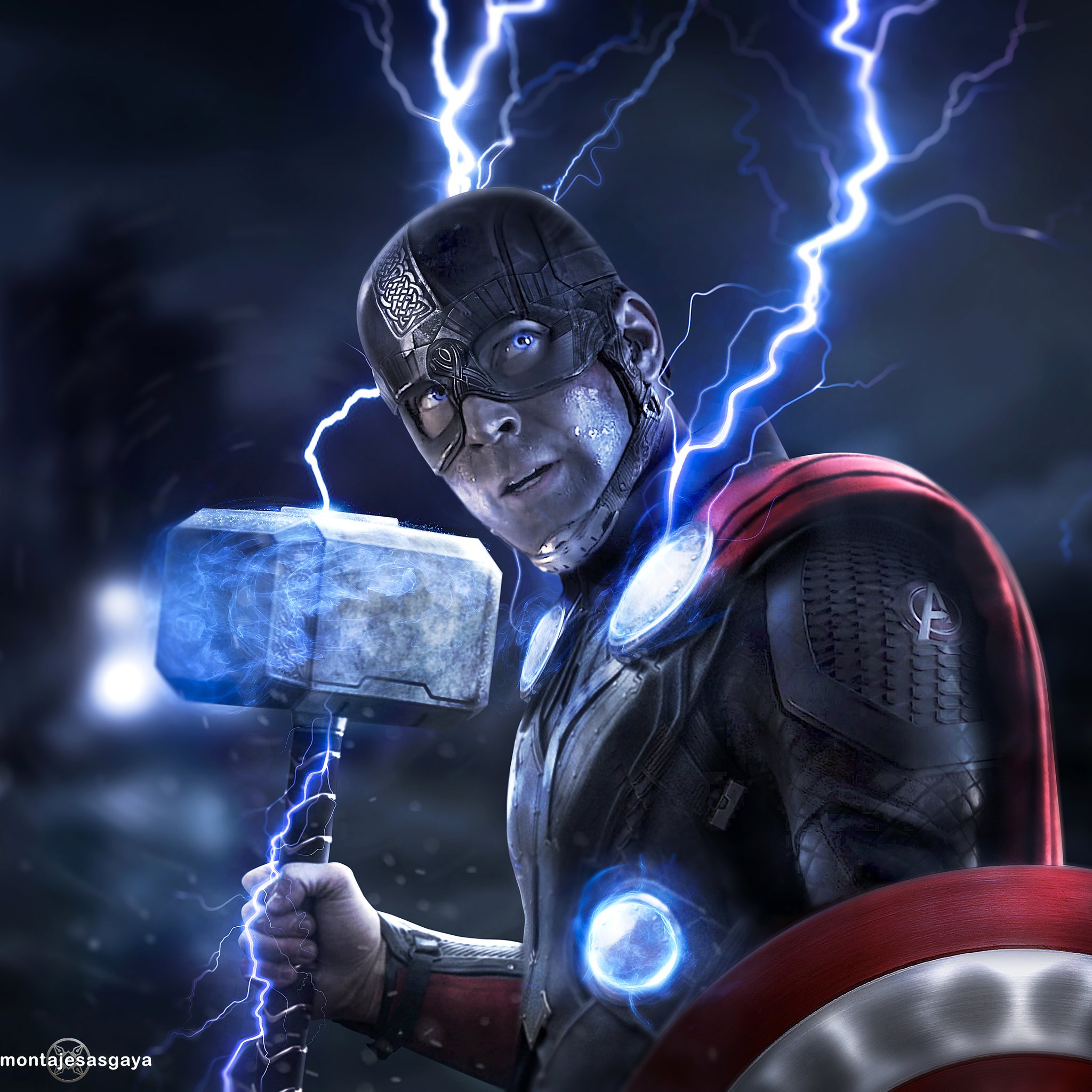 Captain America Is Fighting With Mjollnir And His Lightning Power 4K  wallpaper download