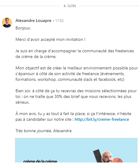 _chocopiton's tweet photo. Du bon marketing invasif qu'on voit souvent dans les commus freelance.
Tu ignores, tu te dis que c'est bon ils lâchent, ah beh non ils récupèrent ton email et ils te refont de la pub sur ton mail pro.👍
#linkedIn #spam #marketing #invasif #freelance 

Autant ne plus accepter enft https://t.co/s1EjfUmVeK