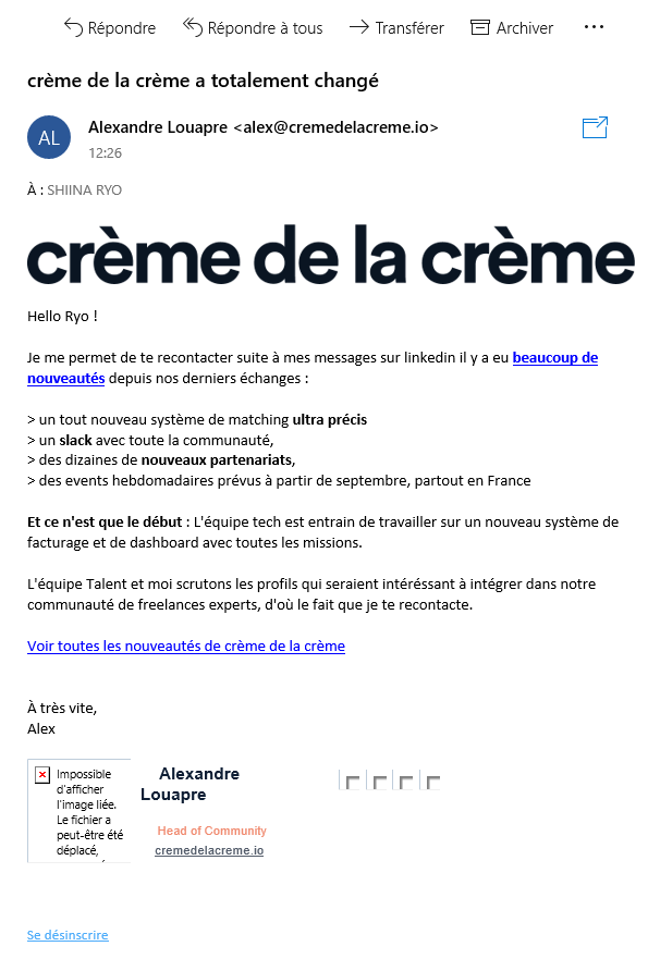 _chocopiton's tweet photo. Du bon marketing invasif qu'on voit souvent dans les commus freelance.
Tu ignores, tu te dis que c'est bon ils lâchent, ah beh non ils récupèrent ton email et ils te refont de la pub sur ton mail pro.👍
#linkedIn #spam #marketing #invasif #freelance 

Autant ne plus accepter enft https://t.co/s1EjfUmVeK