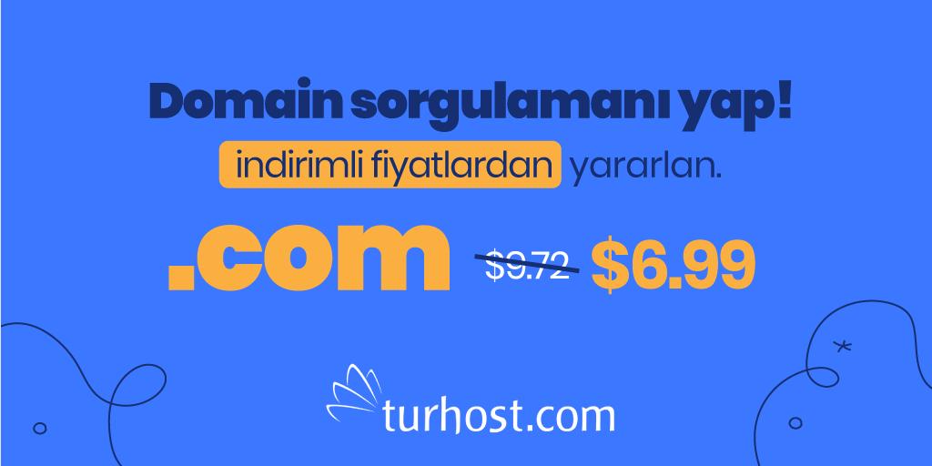 turhost's tweet image. 🎉.COM Domain Kampanyası! 
😲 Sadece $6.99 ! 
👉 Hemen Kaydet: bit.ly/2L1rpRt
#domain #comdomain #turhost #hosting