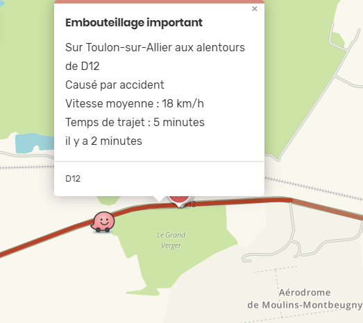 WazeAllier's tweet photo. ⚠️🚑🚒 Prudence suite #Accident à #monbeugny #Allier fort #ralentissement 
Évitez le secteur pour laisser les secours intervenir
@WazeAuvergne @SDIS_03 https://t.co/Rq1HDvASpe