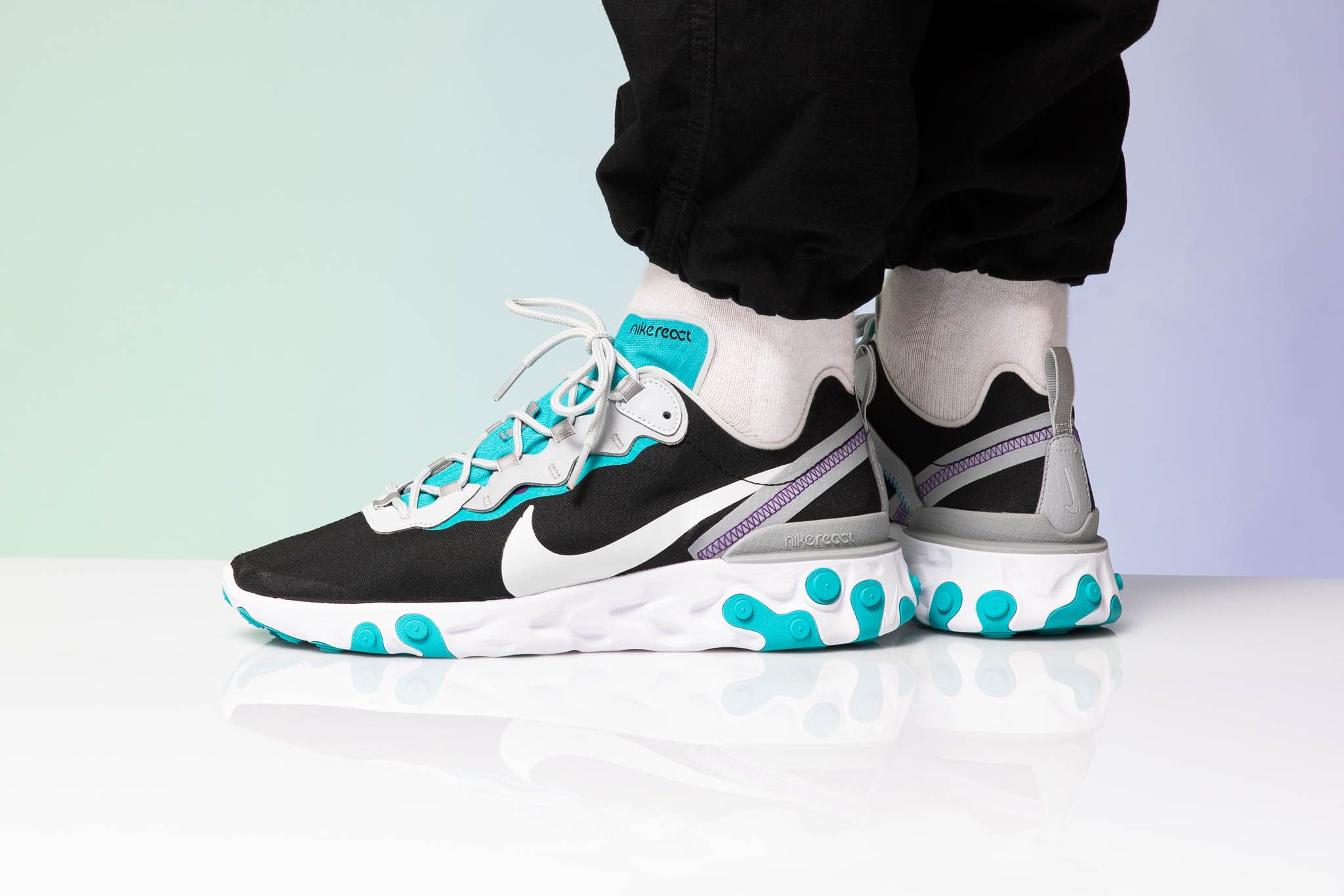 Nike react element 55 wolf grey teal hot sale