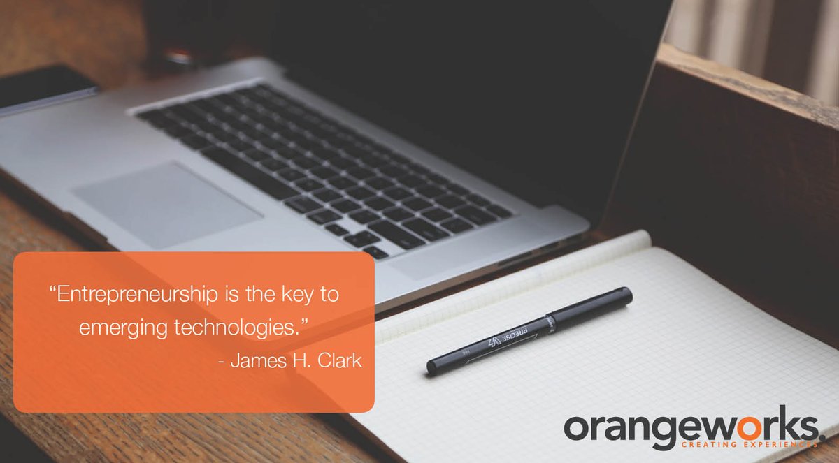 OrangeworksUK's tweet image. #MondayMotivation - "Entrepreneurship is the key to emerging technologies." - James H. Clark

#entrepreneurship #orangeworks #creatingexperiences