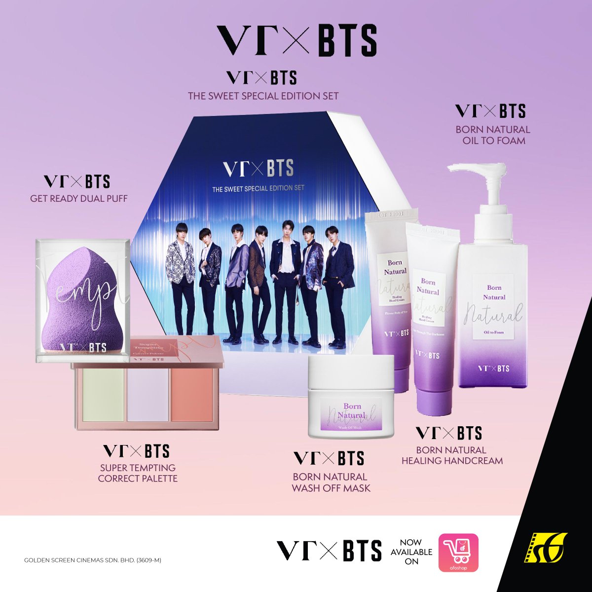GSCinemas's tweet image. To celebrate GSC x ARMYs, #GSCAdmin collaborated with #VTxBTS for an exclusive giveaway! 

Just follow step2 kat bawah for a chance to win:

Step 1: Follow us if you belum.
Step 2: Like &amp;amp; RT this post.
Step 3: Reply this tweet!

Contest ends 4 Aug. Good luck!💜
@VT_cosmetics