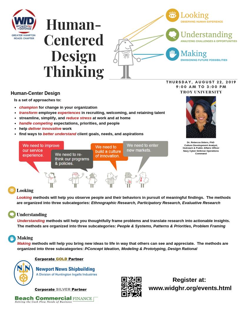 Registration is NOW open for the "Human-Centered Design Thinking" workshop with Instructor Rebecca Siders, PhD visit widghr.org/events.html for more details #IAMWID