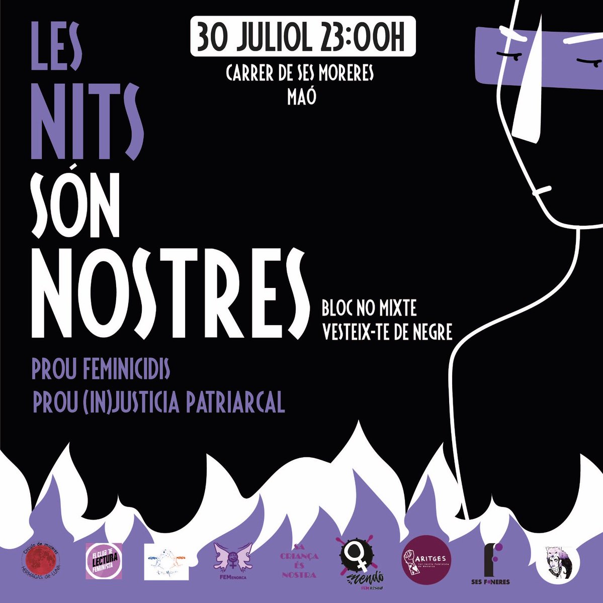 66 assassinades en el que portem de 2019. PROU FEMINICIDIS!
Els col·lectius feministes de l'illa convoquem una manifestació nocturna no mixta per denunciar les violències i la (in)justícia patriarcal. Demà a les 23 hores, Carrer de ses Moreres, a Maó! Totes vestides de negre.