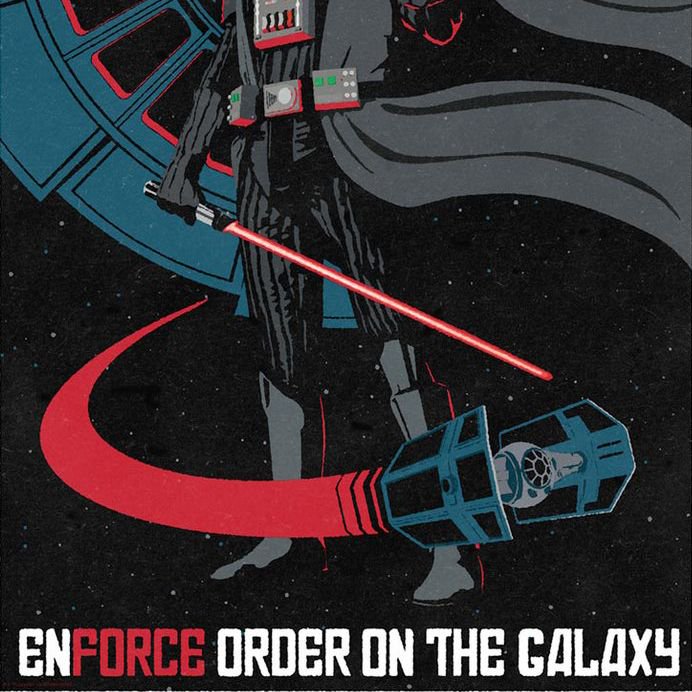 Enforce Order on the Galaxy!

Stood tall and powerful, Darth Vader towers over the galaxy in this latest propaganda piece by Steve Thomas. Such a distinctive style that everyone knows Steve's pieces when they are released. Everyone stops for a moment in awe of his work