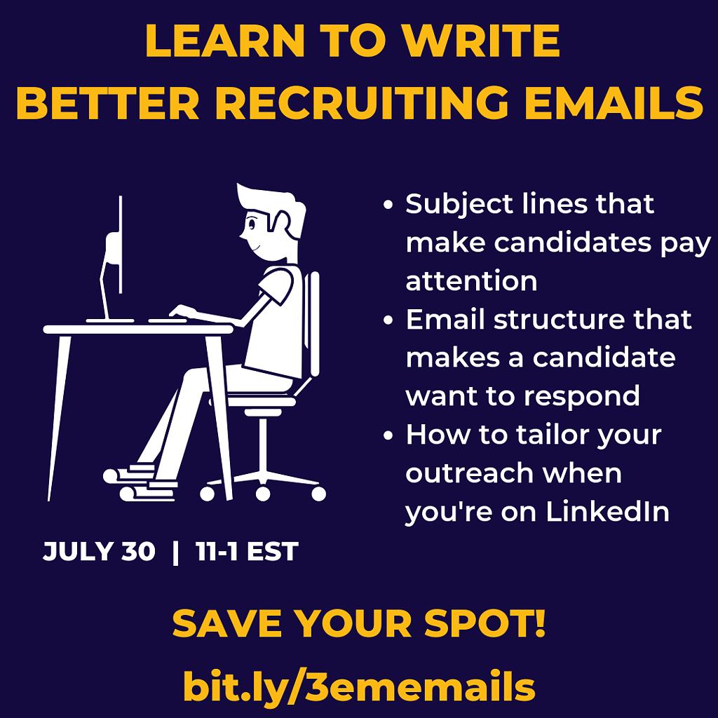 ThreeEarsMedia's tweet photo. TOMORROW! Our #masterclass on Writing Better #Emails!!! It's not too late to register >>> https://t.co/0sPYTlHSfL
#recruiting #hiring #writebetter #hirebetter #jobemail #jobpost #letsfixthiscrap #recruiting #masterclass #writetorecruit #emailssuck #hiringpost #writing https://t.co/ASMsh6R2Q3