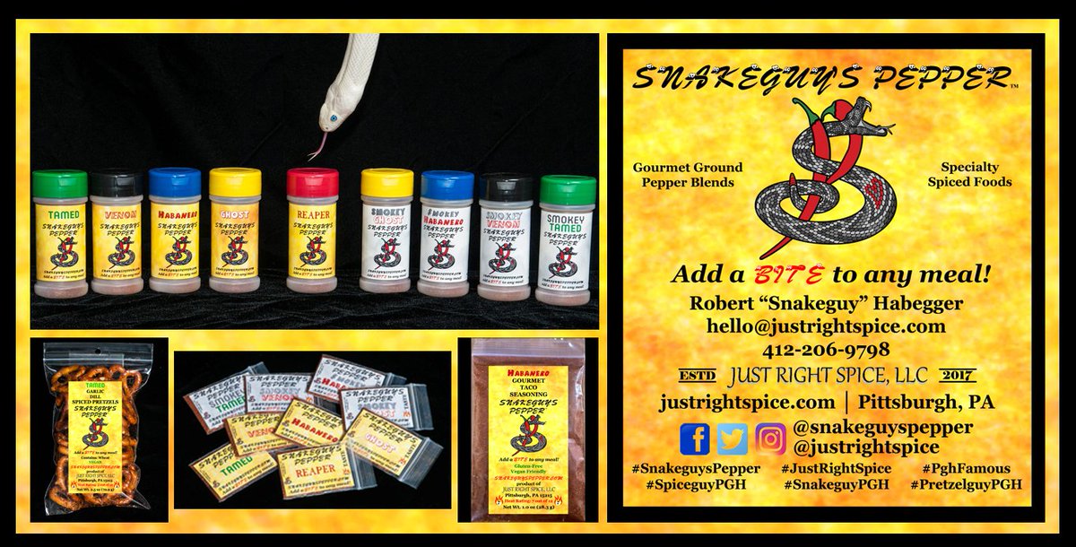 <a href="/ReplayFX/">Replay FX</a> We're looking forward to this event 8/1~8/4. Ground Pepper Blends and #Pghfamous Spiced Pretzels. Stop by and enjoy a sample and grab a bag or two. #addabitetoanymeal #snakeguyspepper #snakeguypgh #justrightspice #carolinareaper #ghostpepper #Pittsburgh  #Sharpsburg